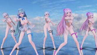 MMDVOCALOID 全员裸舞 虚拟歌姬淫乱盛宴 爆乳翘臀湿身诱惑 3D